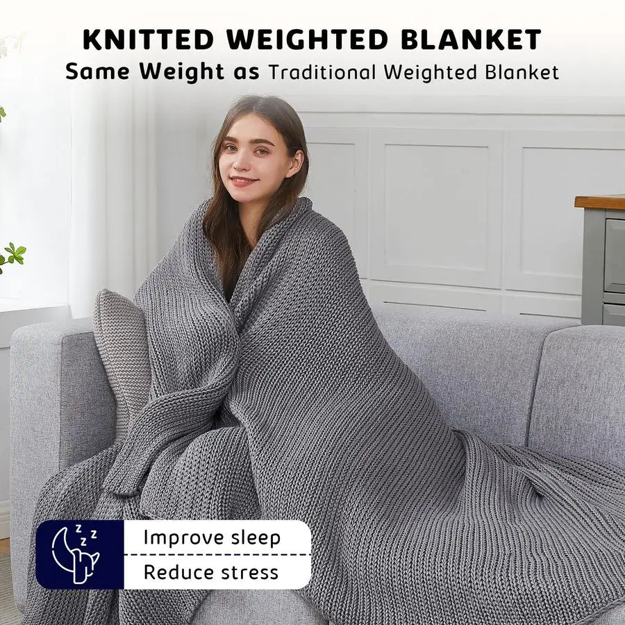 Chunky Knit Weighted Blanket 15lb