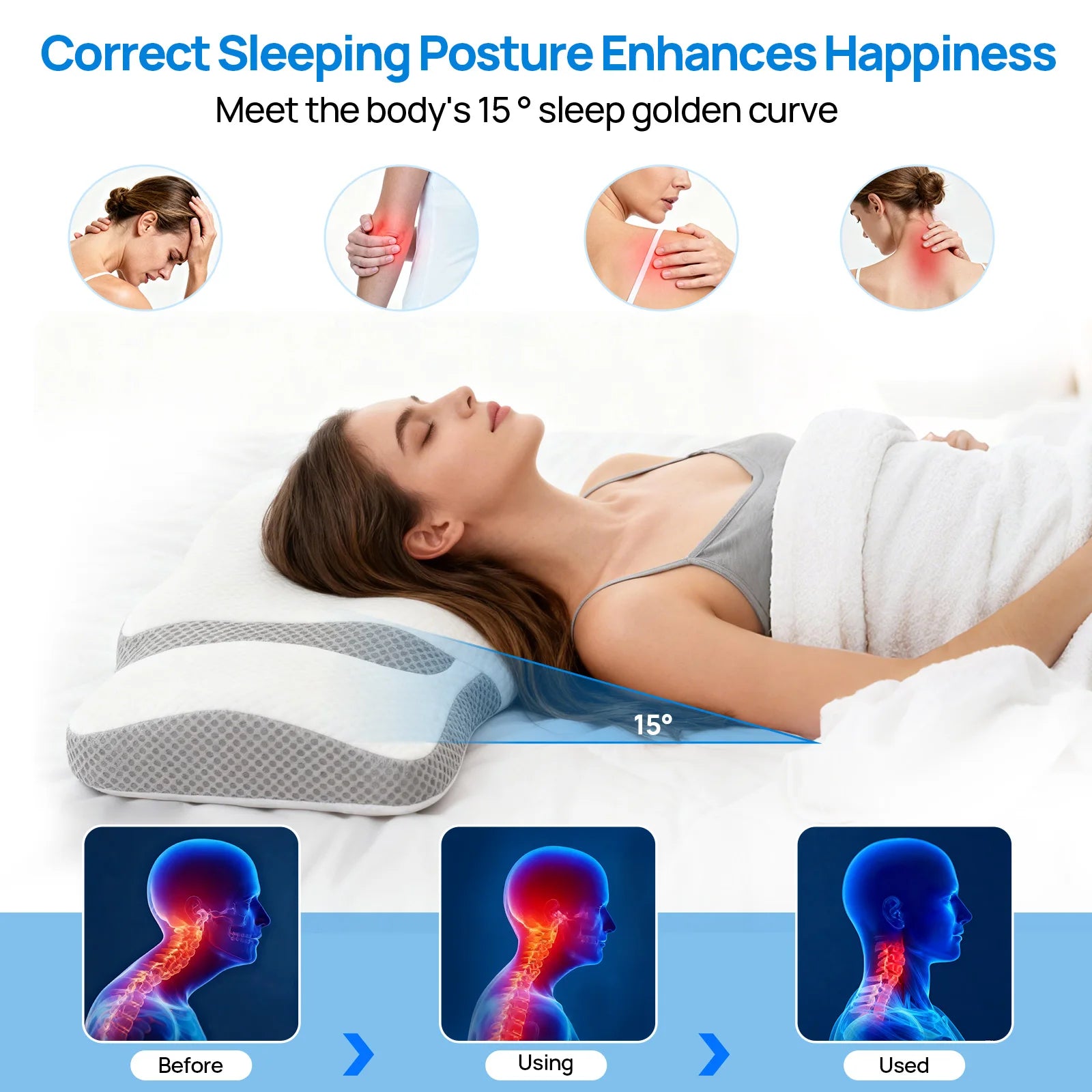 Ergonomic Cervical Neck Support Pillow